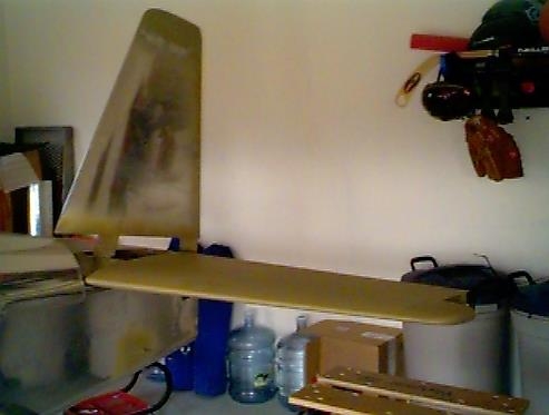 Primed empennage installed.