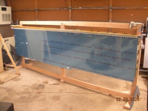 Top skins clecoed to the main spar