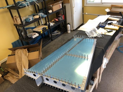 Skin clecoed to the assembly.