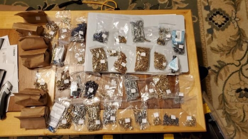 The bags of fasteners and small hardware