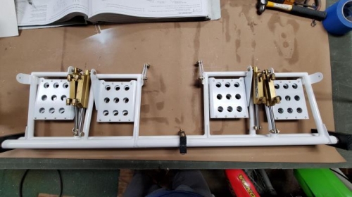 Rudder/brake pedals with master cylinders