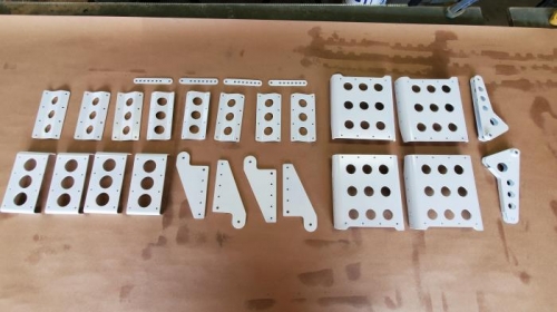 Powder coated rudder pedal parts