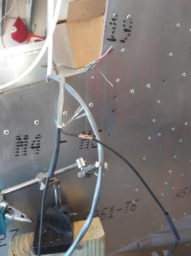 Solderd wires to plug leads and crimped  spade to wires for fuel gauge