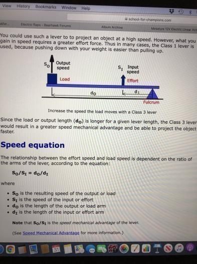 Formula calculating lever lengths