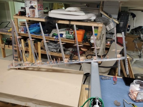 Stiffners and spar clecoed