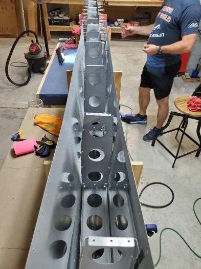 Front spar laid into skins and clecoed.