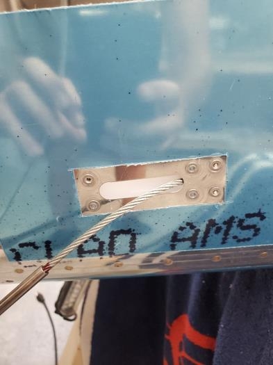 Rudder cable and guide installed