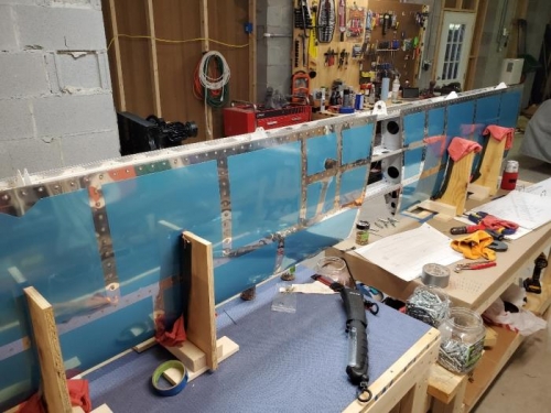 Awaiting final riveting of rear spar