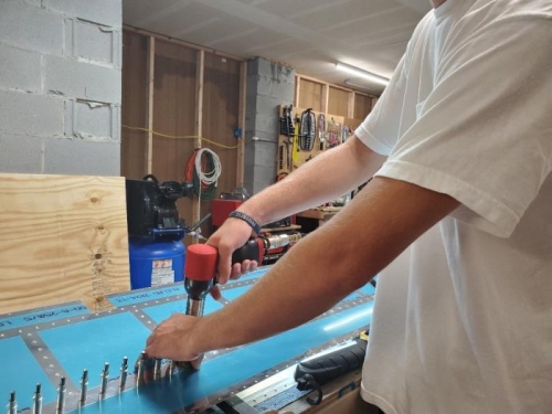 Mason riveting with 3x rivet gun