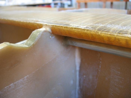 Close-up of spar edge sealing plys