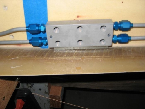 Hydraulic manifold against rear spar