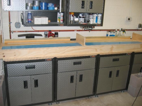 flat table on top of work bench