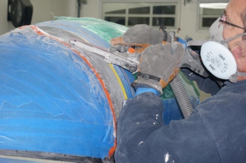 Sanding the windscreen fairing laminate