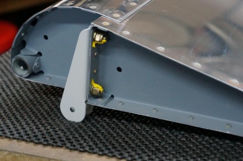 OB aileron attache bracket bolted in place