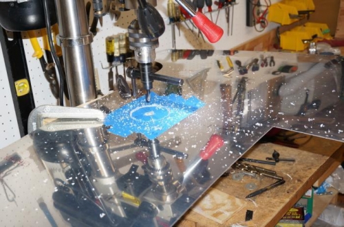 Using a fly cutter to cu the opening fof the fan