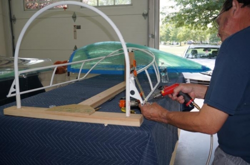 Drilling the holes for the canopy skirt