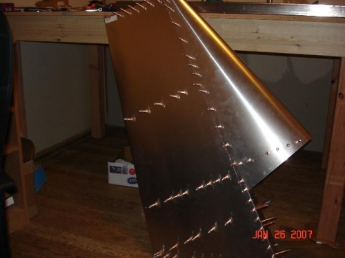Rudder clecoed, ready to debur and apply corosion protection