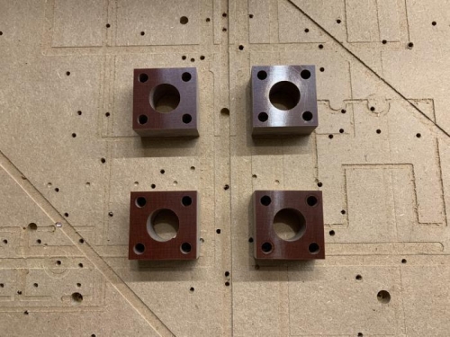 The finished fairlead mounting blocks.