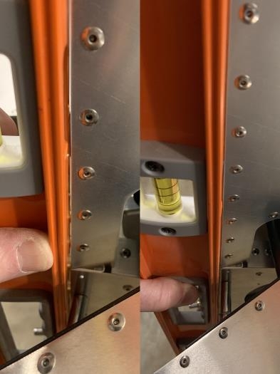 Vertical main spar straightness before and after skin trimming and fitting.