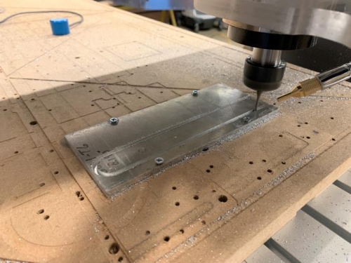 Executing the CNC toolpath.