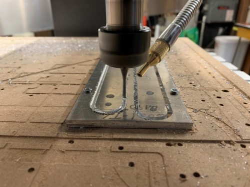 Executing the CNC toolpath.
