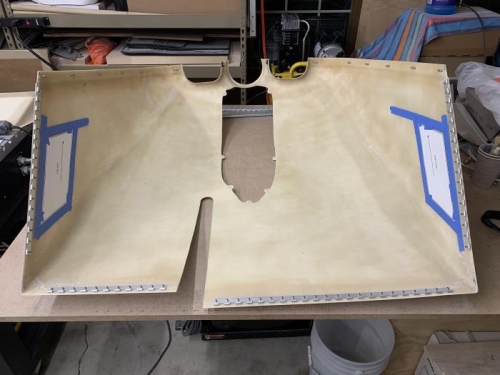 Left and right templates attached with all for perimeter tape lines in position for cutouts.