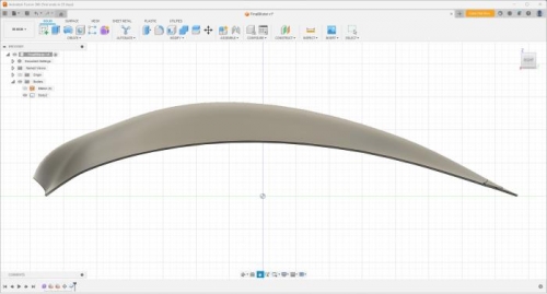 New surface plane of the new deeper blister channel created in Fusion 360 CAD.