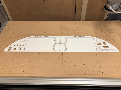 The current design instrument panel pattern cut from 1/8