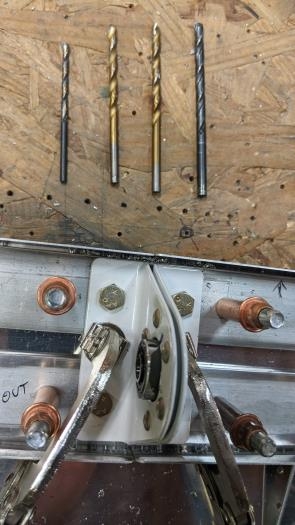 Stepping up the drill bits for the bearing brackets