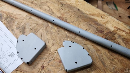 Parts drilled, dimpled or countersunk, and prime painted