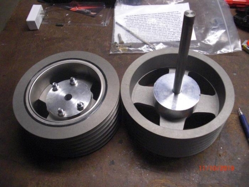 machined adapters for engine and transmission pulleys