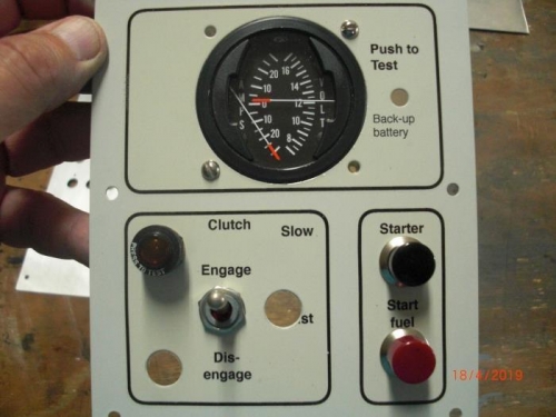 First trial with gauge, swithes and push buttons installed