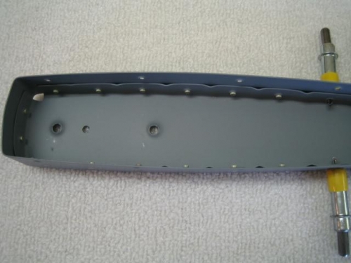 Inside view of top rib to c/w skin rivets
