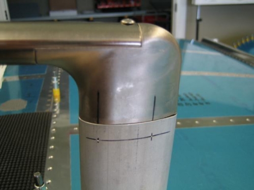 Pitot tube mast marked for drilling