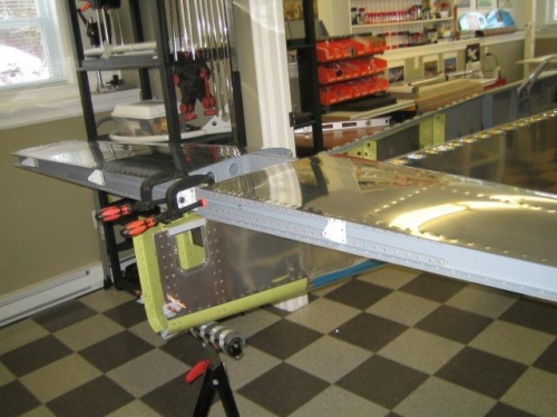Horizontal Stabilizer clamped in place