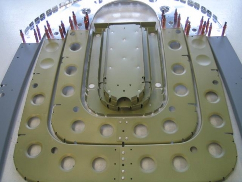 Tail cone bulkheads riveted together