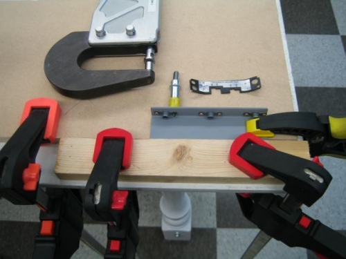 Clamped in place