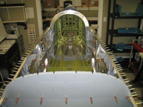 Forward and mid fuselage skins drilled