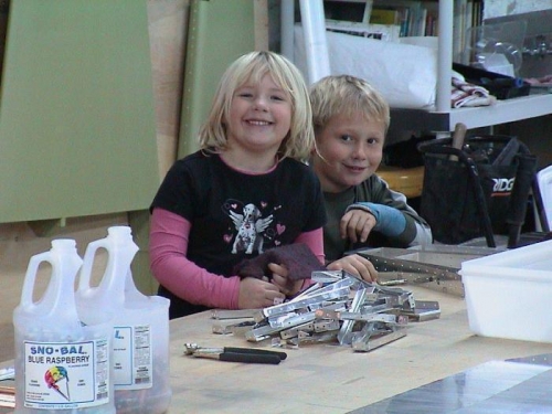Little helpers...Abby and Noah