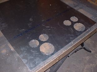 Holes rough cut for sticks