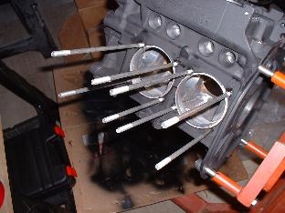 Cylinder studs assembled to crankcase