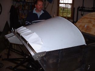 Windshield clecoed in place