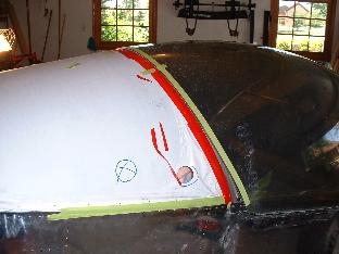 Tape lines at front of canopyT