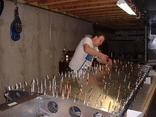 Drilling left wing skins