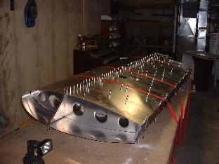 Wing Skin strapped in place prior to drilling