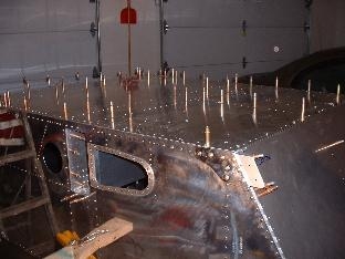 Clecos on lower fuse skin