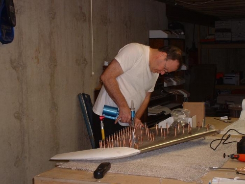 Riveting skin on horizontal stabilizer