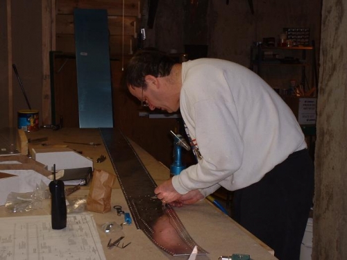 Ken working on Spar Dimpling