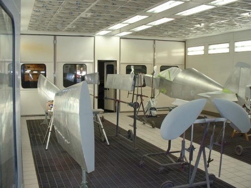 Parts in paint booth