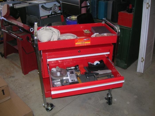 Bottom drawer of toolcart with misc tools